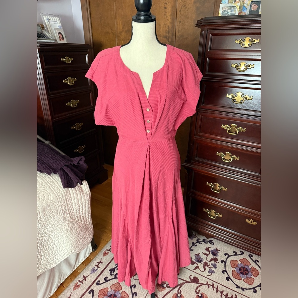Free People Elegant Pink Button-Front Dress Size Medium NWT
